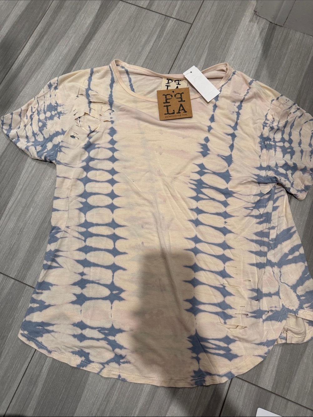 PPLA Short Sleeve Tie-Dye Tee in Pale Pink & Soft Blue